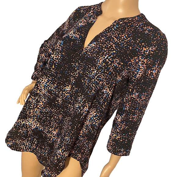 DECREE | LONG ARTSY PAINT SPLATTER V NECK BLOUSE SZ S - Picture 4 of 16